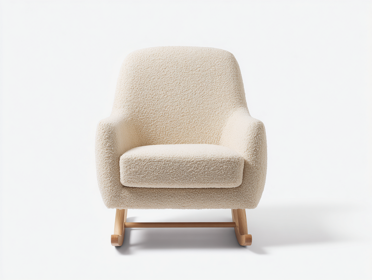 Sedia a dondolo imbottita 80x85x95 cm - beige-marrone - design moderno per soggiorno-Zizosidecor