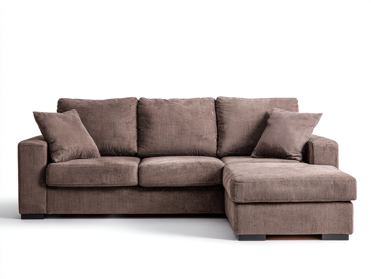 Divano angolare in tessuto imbottito 250x160x85 cm - marrone - comfort moderno-Zizosidecor