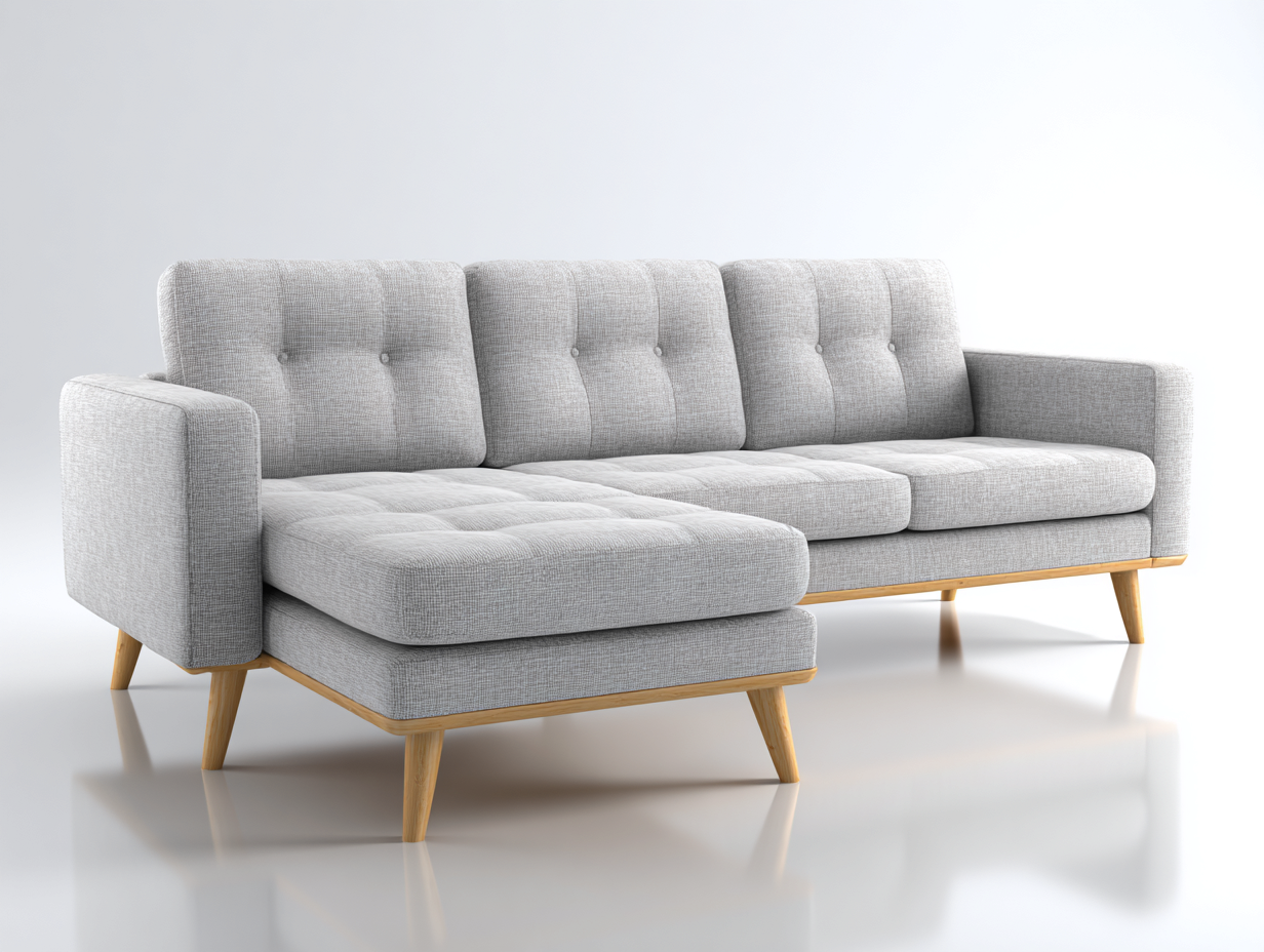 Divano angolare in tessuto 245x160x84 cm - Grigio chiaro - Design moderno per soggiorno-Zizosidecor