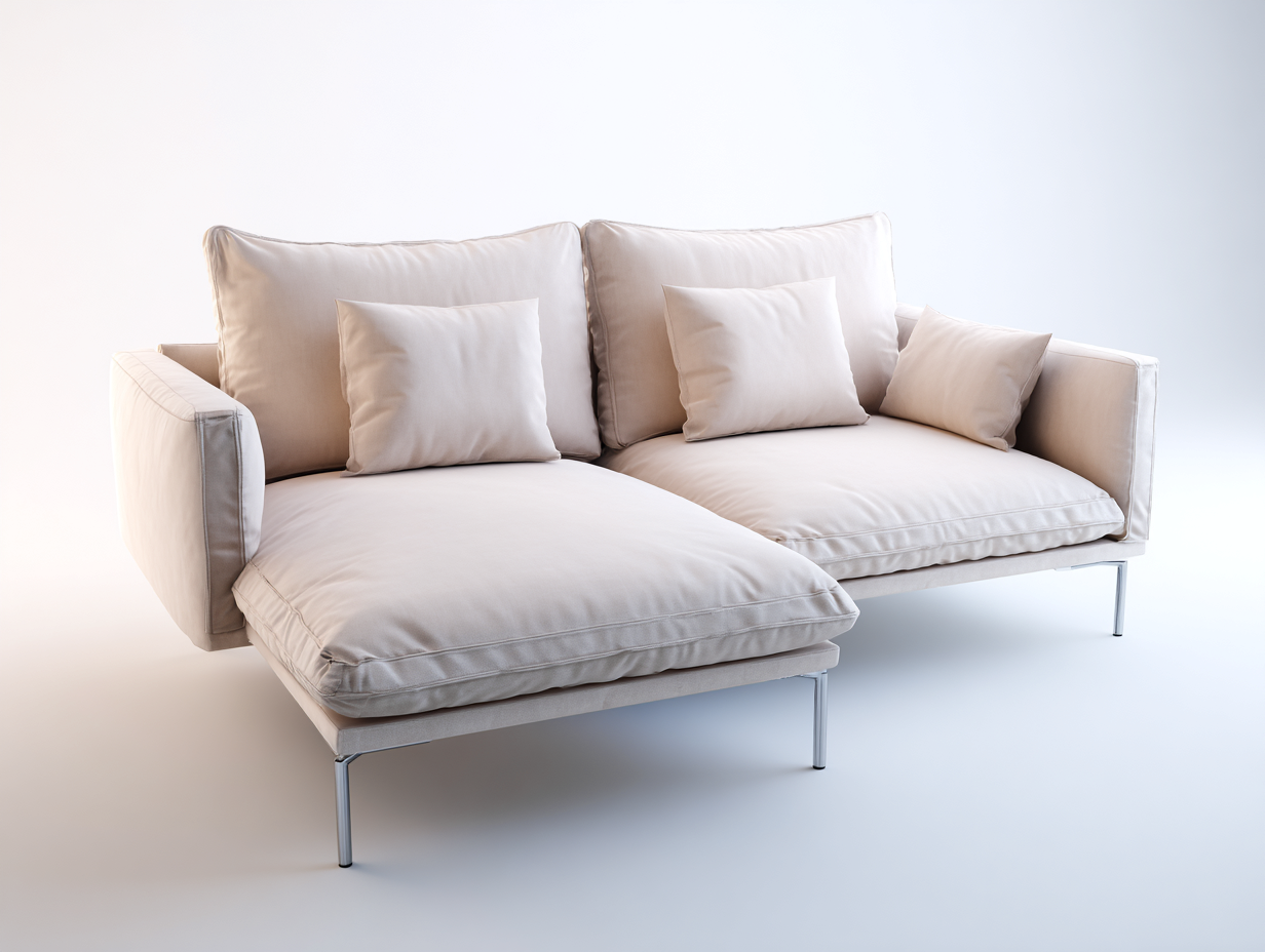 Divano angolare in tessuto 240x160x82 cm - Beige chiaro - Design moderno per soggiorno-Zizosidecor