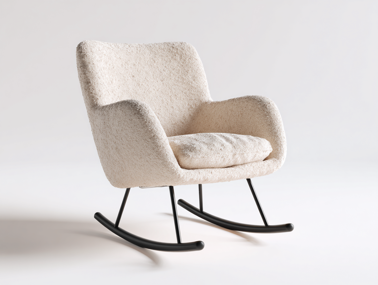 Sedia a dondolo imbottita in tessuto 80x85x95 cm - beige-nero - stile moderno-Zizosidecor