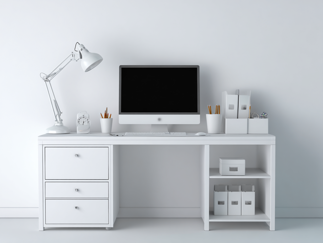 Scrivania in legno 120x60x75 cm - bianco - design moderno per ufficio e studio-Zizosidecor