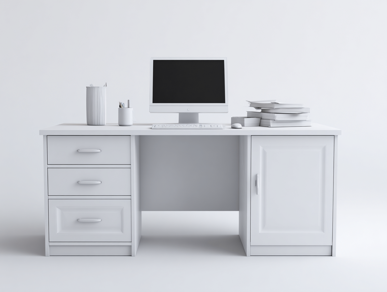 Scrivania da ufficio in legno 140x60x75 cm - bianco - design classico-Zizosidecor