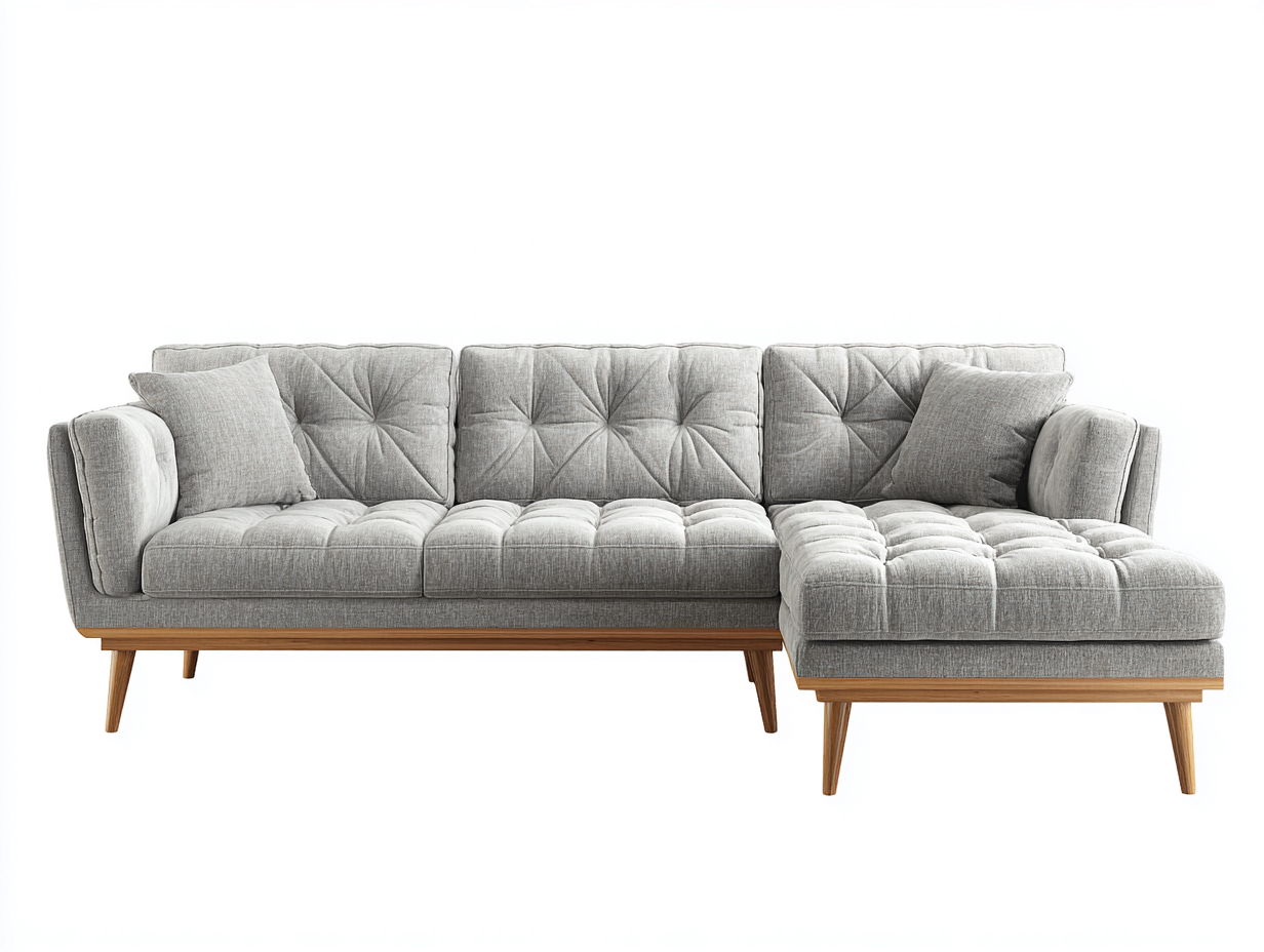 Divano angolare in tessuto imbottito 260x165x85 cm - grigio chiaro - stile contemporaneo-Zizosidecor