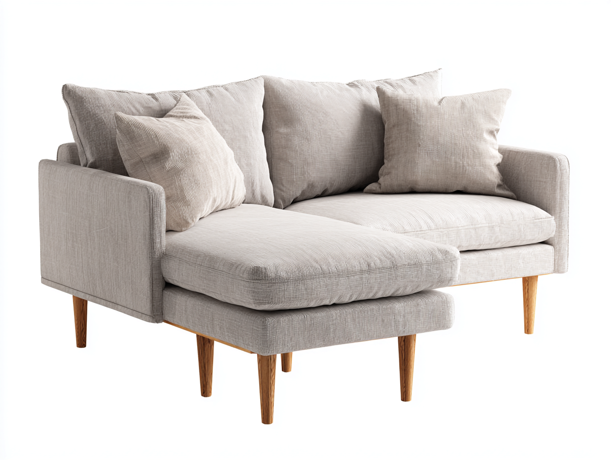 Divano angolare in tessuto 210x150x85 cm - beige - design moderno per soggiorno-Zizosidecor