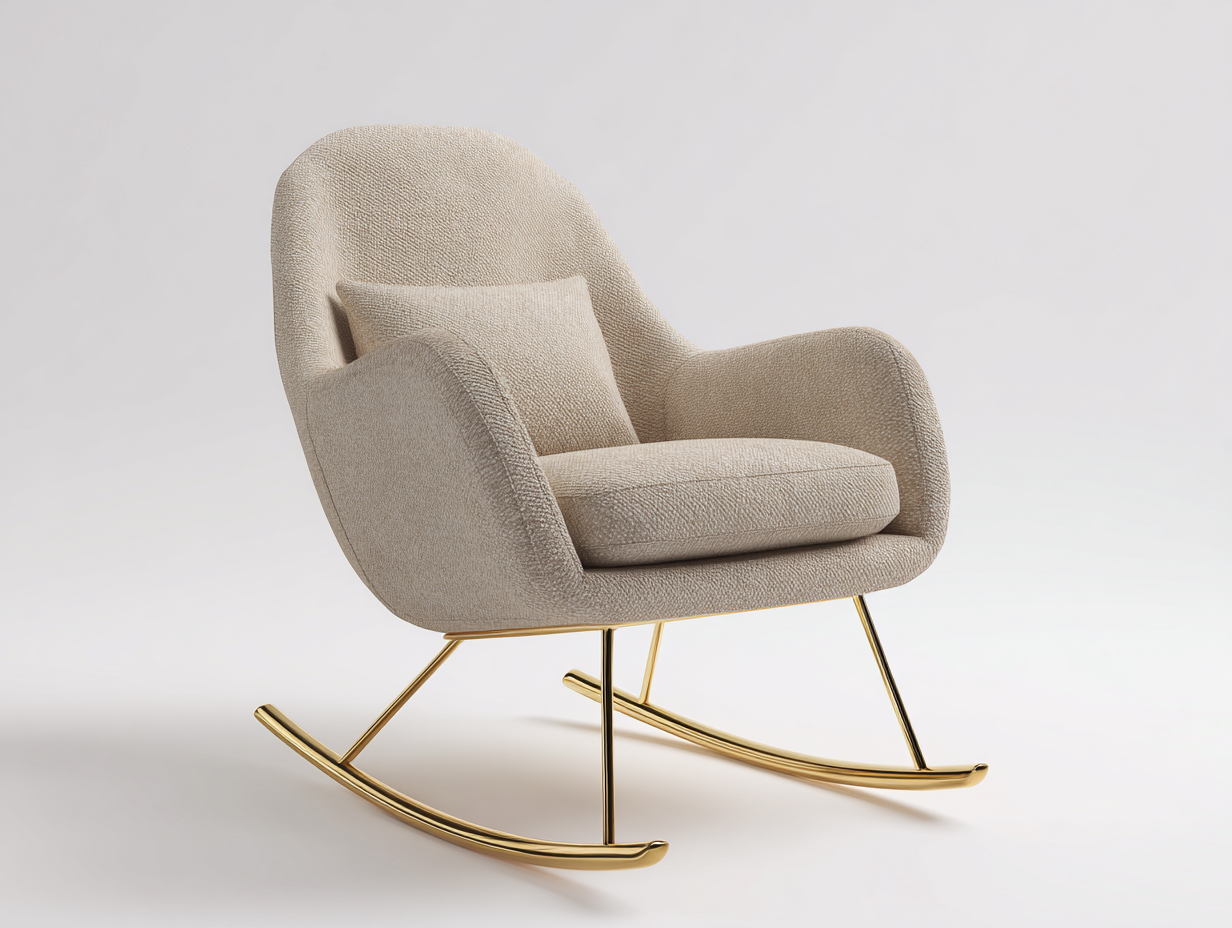 Sedia a dondolo imbottita 78x85x98 cm - beige-oro - design moderno per soggiorno-Zizosidecor