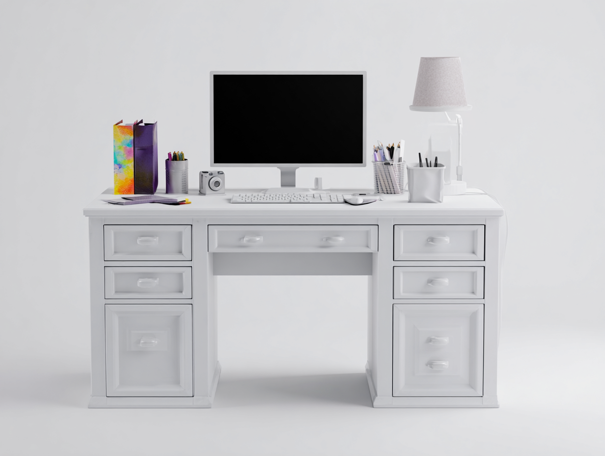 Scrivania in legno 140x60x75 cm - bianco - design moderno per ufficio e studio-Zizosidecor