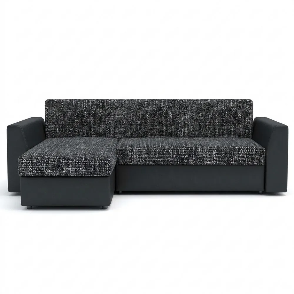 Ecksofa mit Schlaffunktion und Bettkasten, Grau-Silkhaveneu