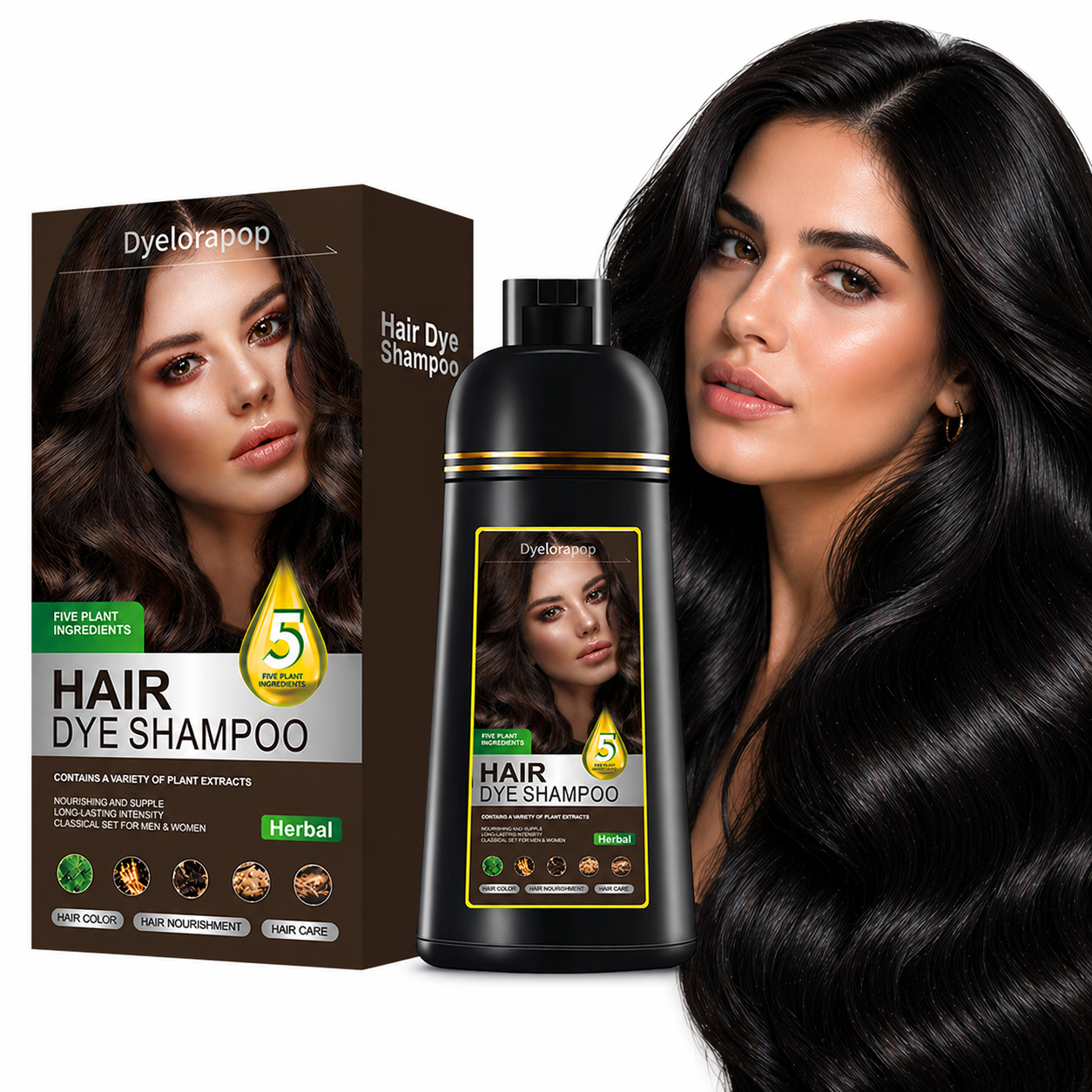Hair Dye Shampoo for Women Black