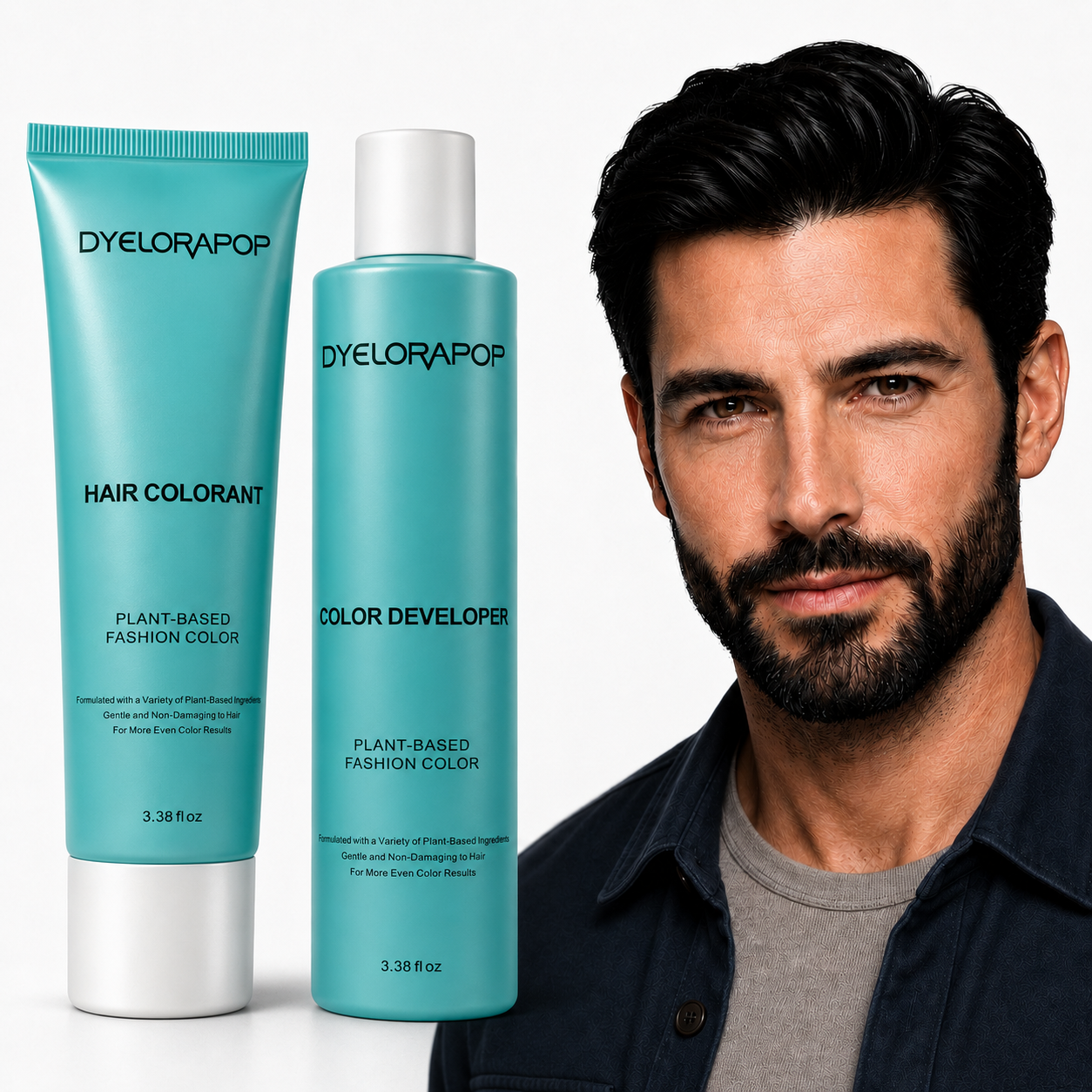 Men’s Black Hair Dye – Deep Natural Black, Full Gray Coverage, Long-Lasting Shine