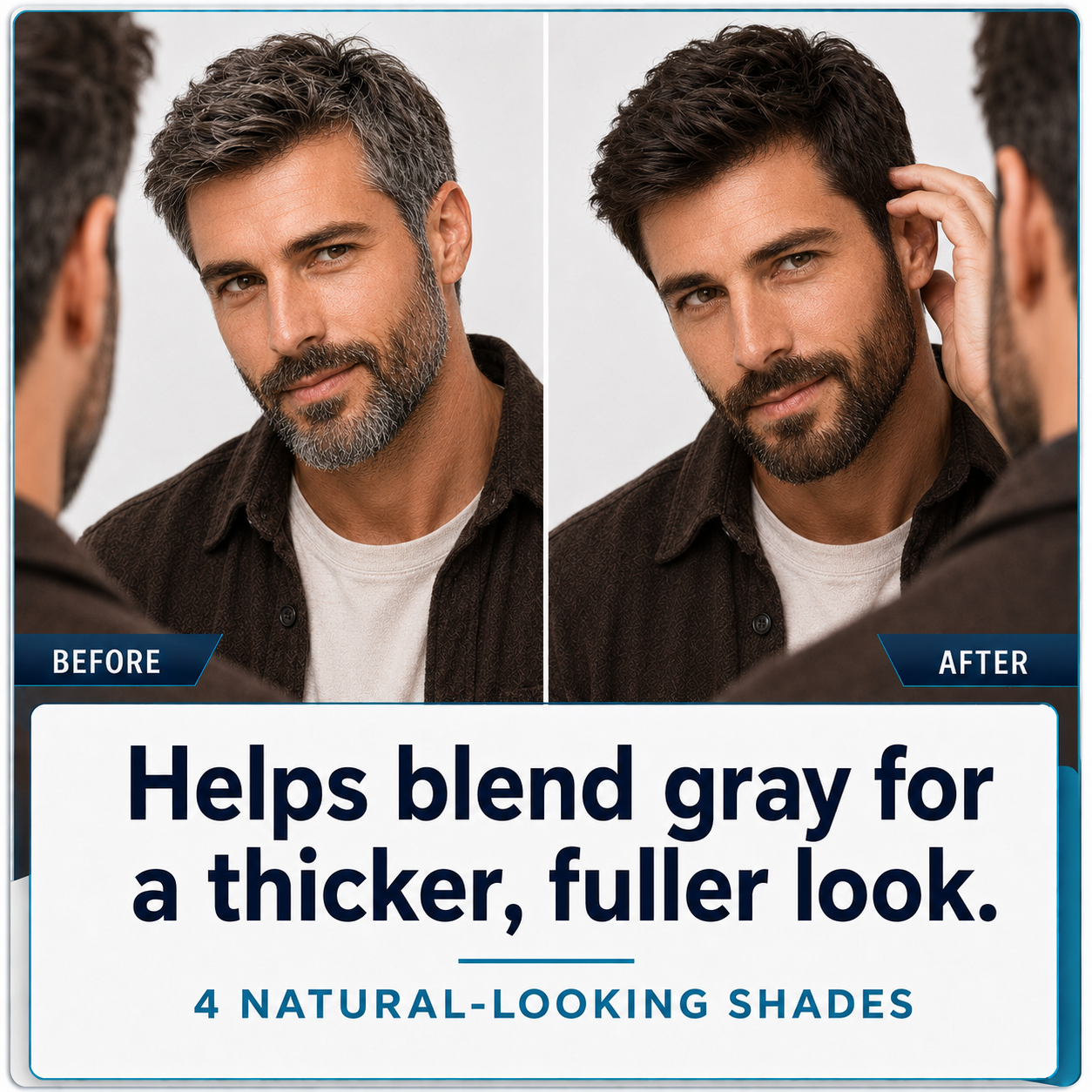 Men’s Brown Black Hair Dye – Soft Dark Tone, Natural Gray Coverage, Subtle Finish