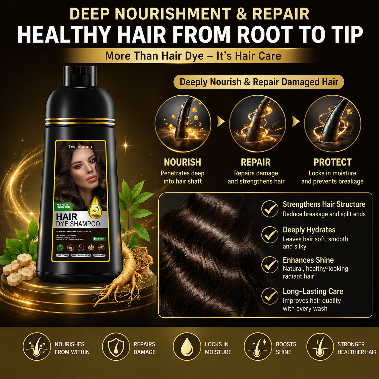 Hair Dye Shampoo for Women Black