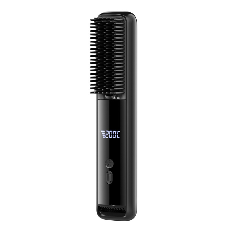  Ring Hair Straightener Brush – One Pass Sleek Hair, Anti-Frizz Ionic Straightening Comb with 5 Heat Settings, Fast Heating & Dual Voltage for All Hair Types