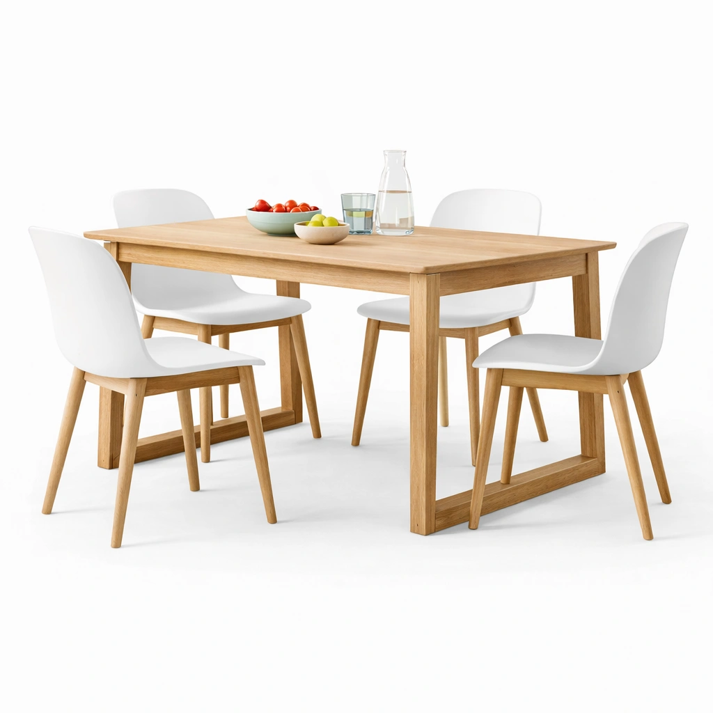 Klassischer Esstisch mit 4 Stuehlen-relnira