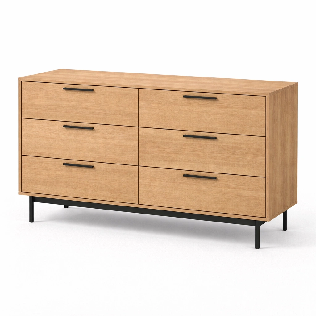 Breite Kommode mit 6 Schubladen-relnira