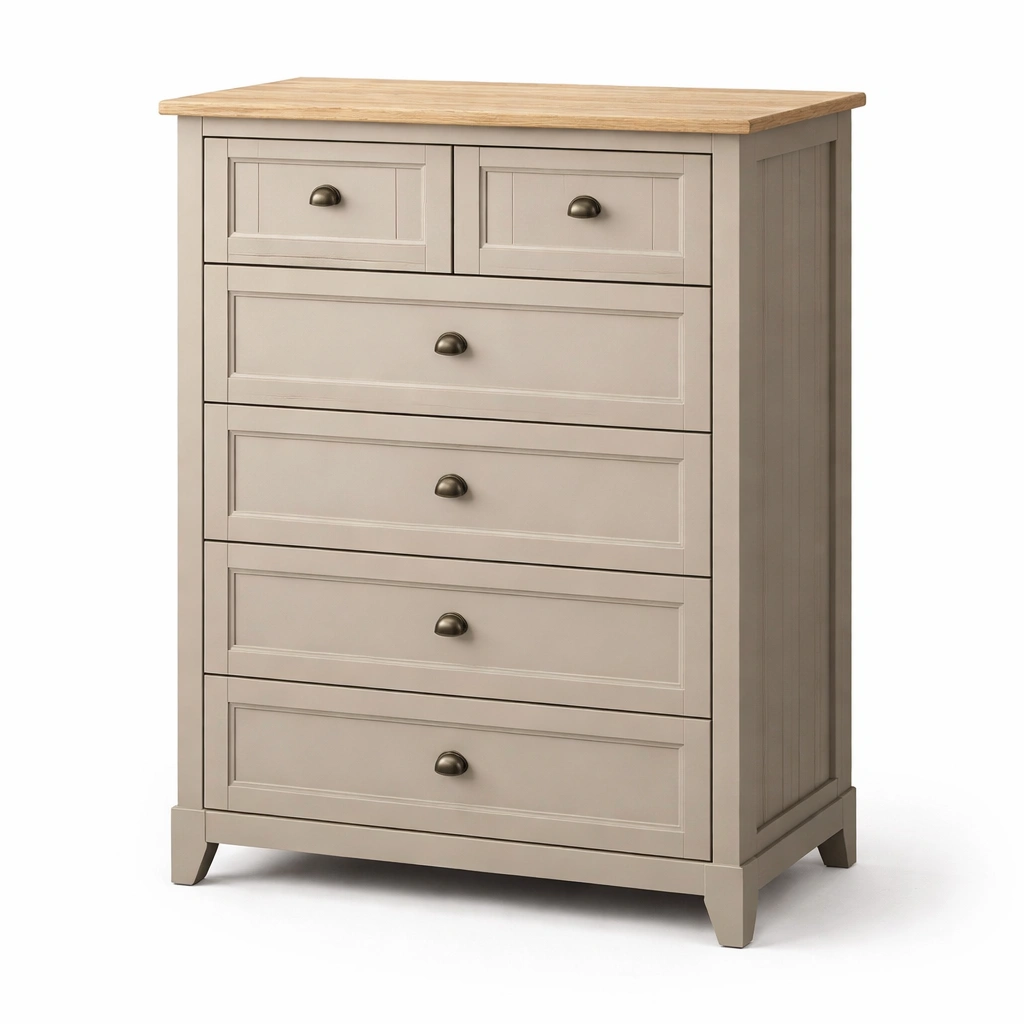 Landhaus Kommode mit 5 Schubladen-relnira