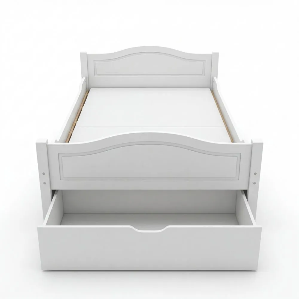 Komfortables Einzelbett aus Kiefernholz 120x200 cm in Weiß