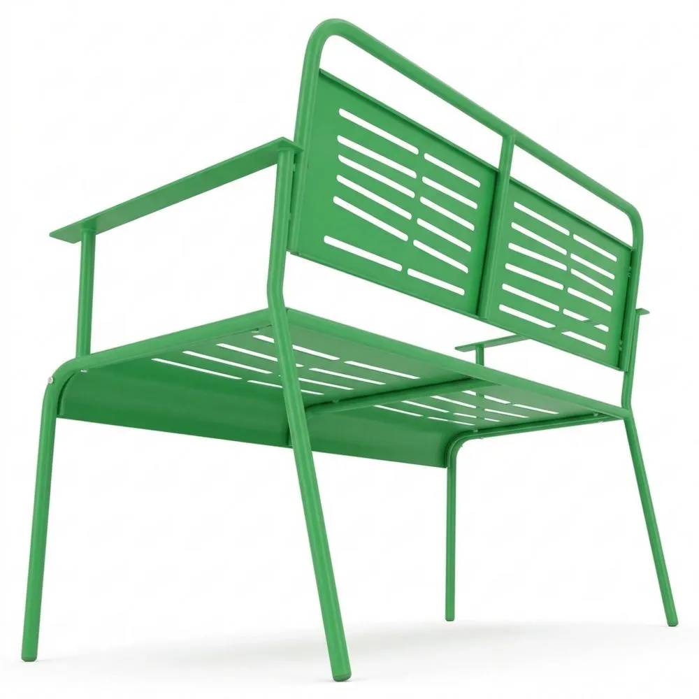 Robuste Gartenbank für Terrasse und Balkon, 2-Sitzer, mit Arm- und Rückenlehne, grün