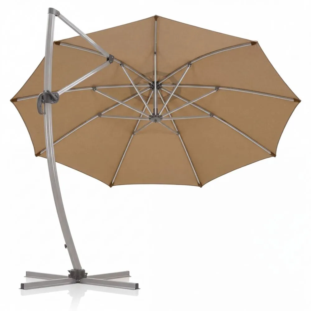 Runder Sonnenschirm, Sandfarbe, 350 cm, Aluminiumgestell, Polyesterbespannung