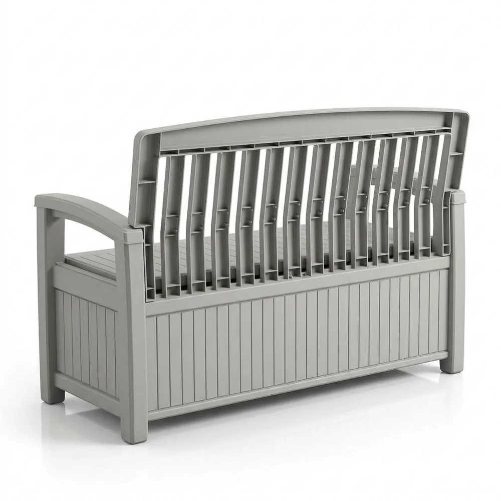 Weiße Gartenbank und Aufbewahrungsbox, 227 Liter, belastbar bis 272 KG, belüfteter Innenraum