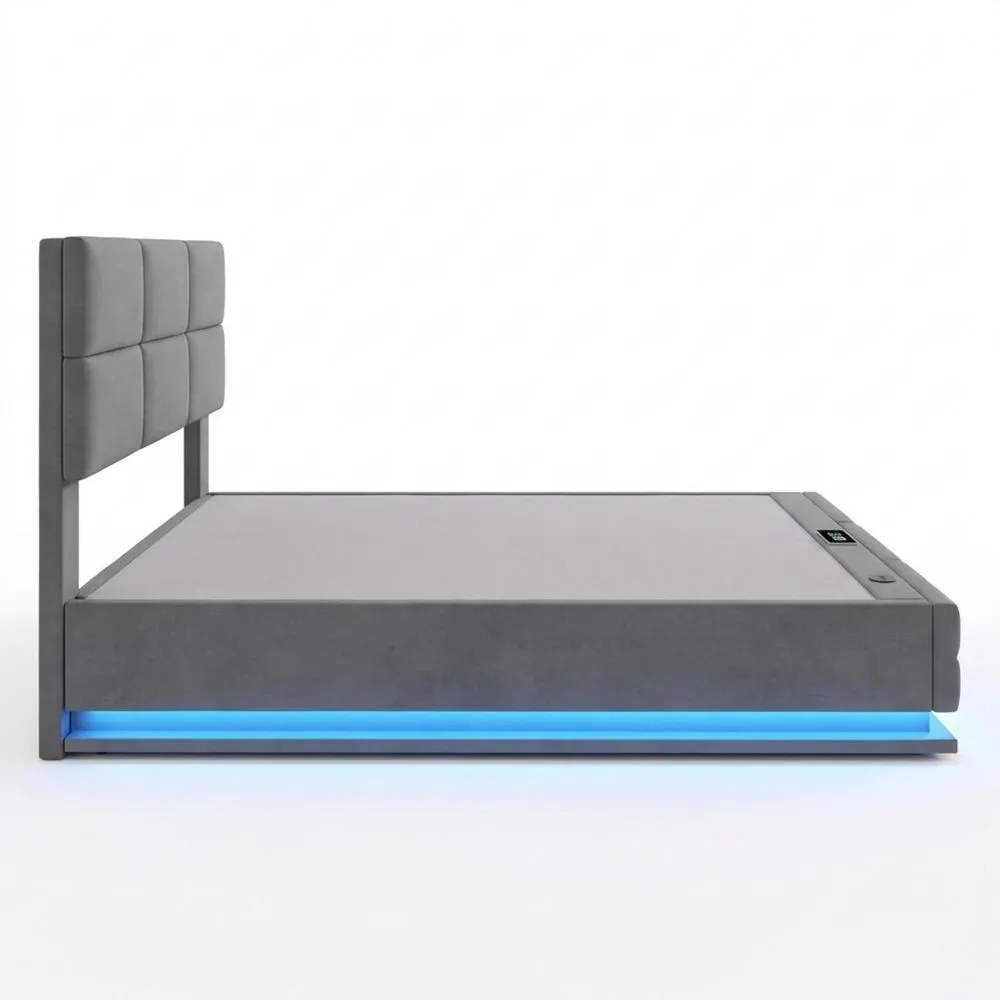 Modernes Doppelbett 90x200cm mit LED-Beleuchtung und USB-Ladefunktion