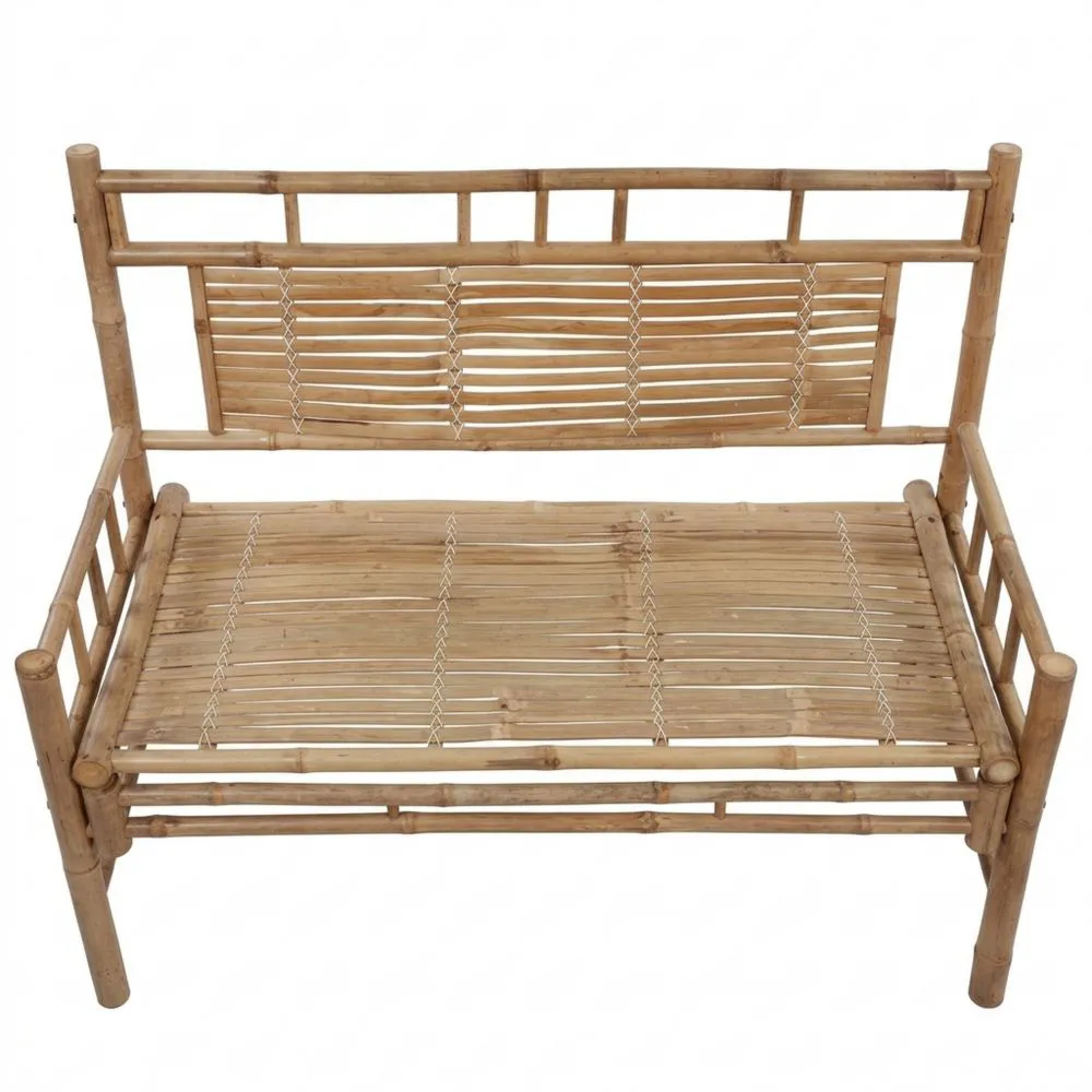 Gartenbank aus Bambus mit Rückenlehne für Außenbereich