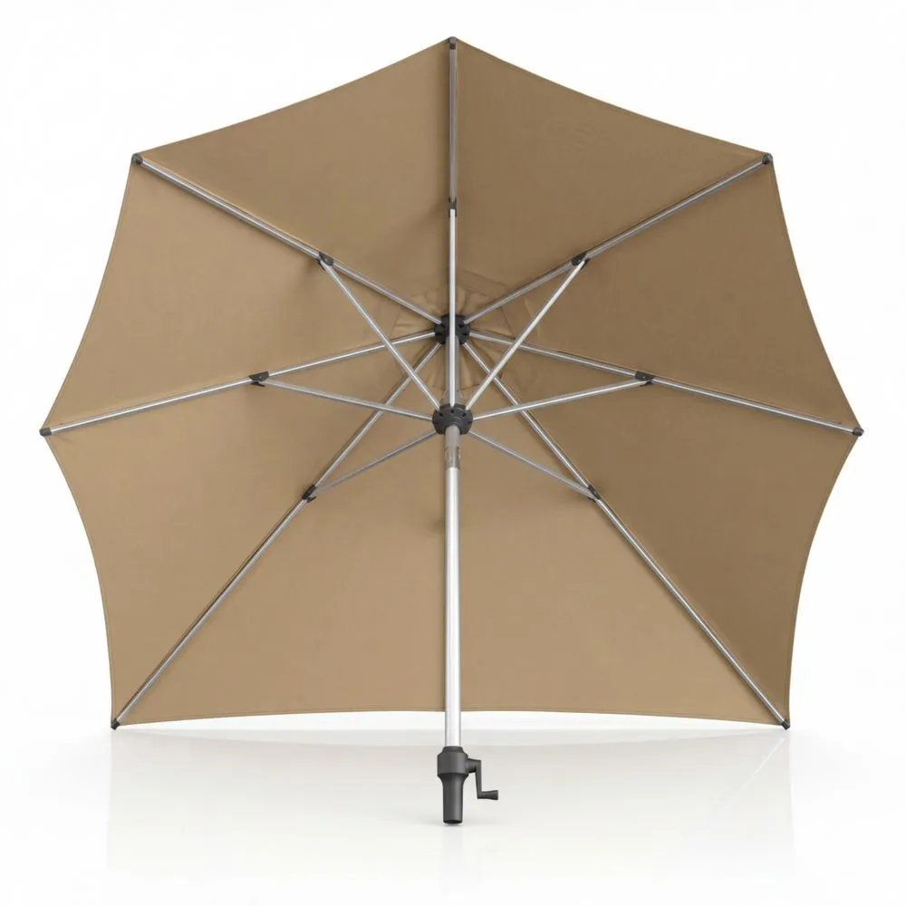 Großer runder Sonnenschirm mit Kurbel und Kippfunktion für Terrasse und Garten