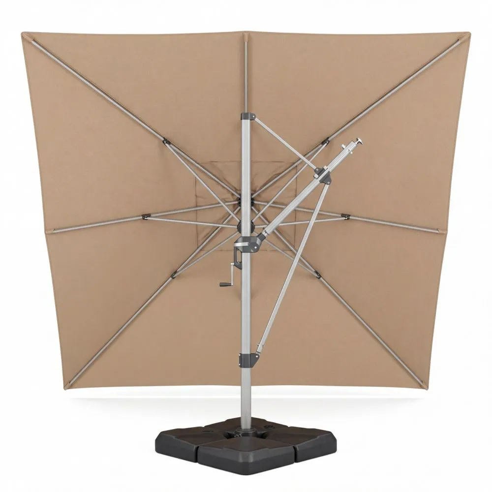 Rechteckiger Ampelschirm 300x400 cm drehbar und neigbar, UV 50+, wasserdicht, für Garten und Terrasse, Taupe