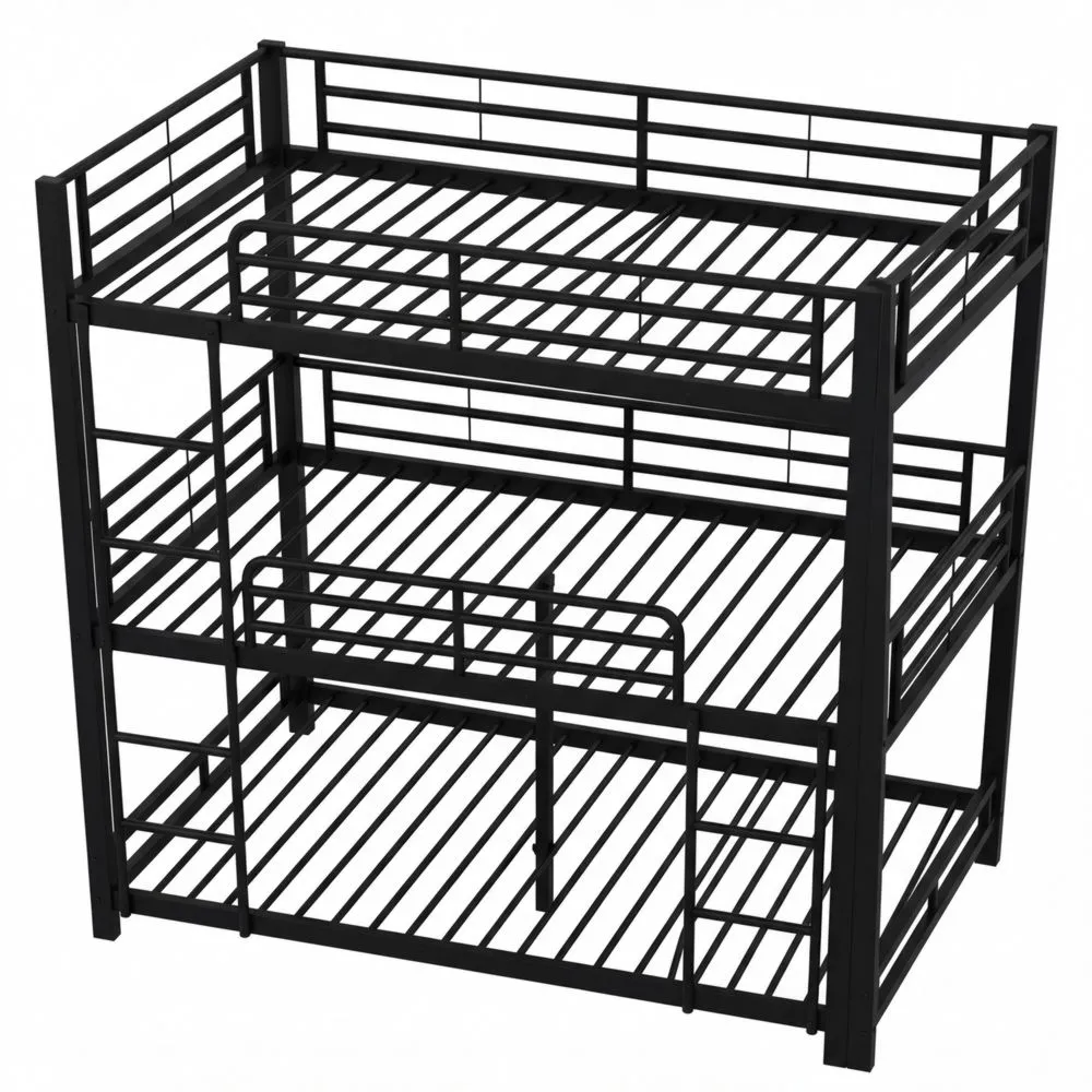 Stilvolles Metall-Etagenbett für Kinder und Erwachsene, 90x200 cm, schwarz