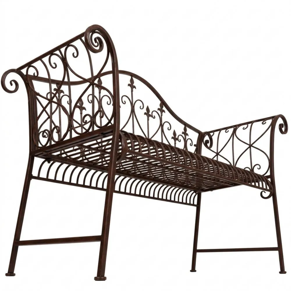 Vintage Gartenbank aus Metall für 2 Personen mit Verzierungen