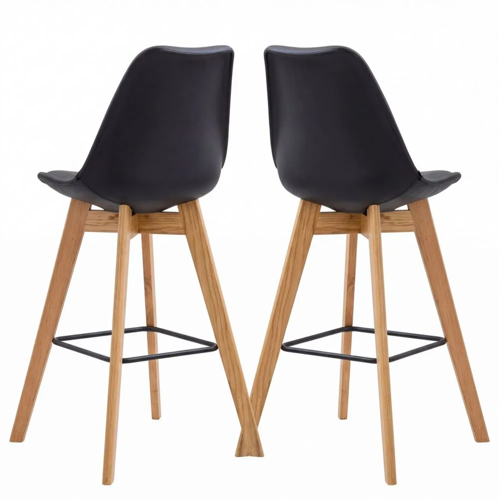 Höhenverstellbarer Barhocker mit Komfortfußstütze und Kunstlederbezug