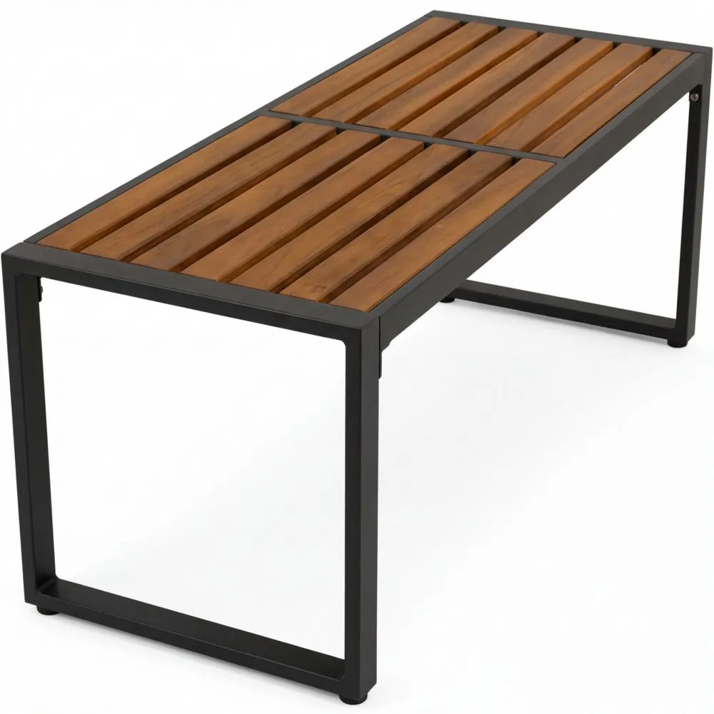 Zweisitzer Gartenbank aus Metall und Akazienholz für den Außenbereich