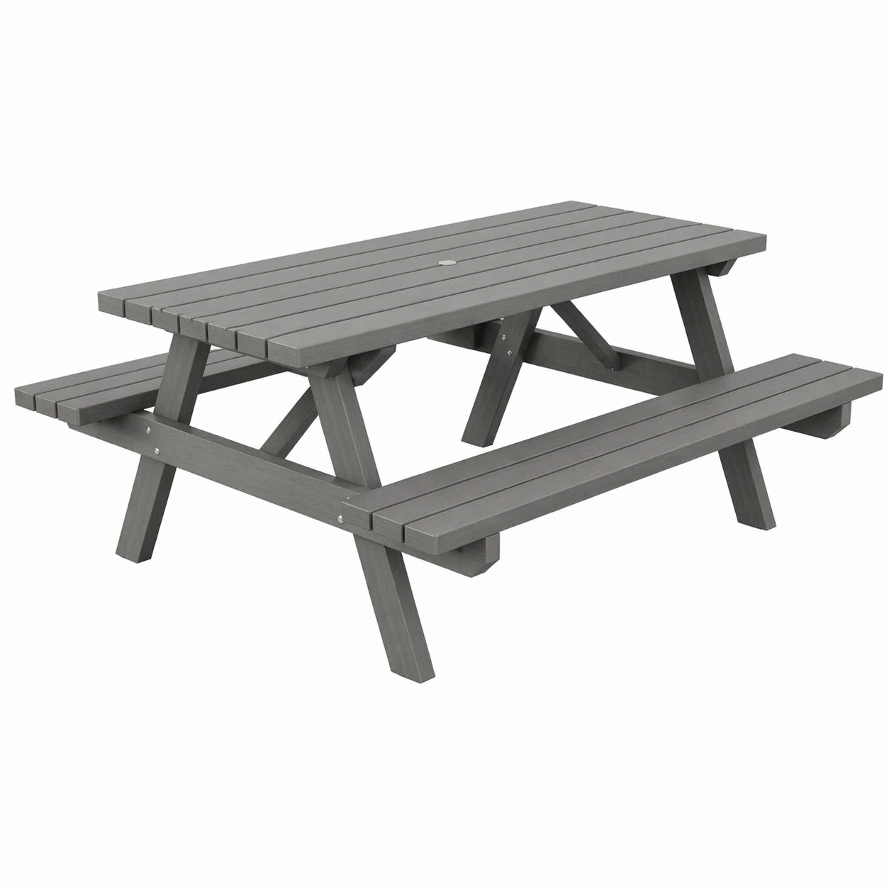 Massiver Garten Picknicktisch mit integrierten Baenken 180x165 cm, stabiles Holzdesign fuer Outdoor und Freizeit-MERQIRA