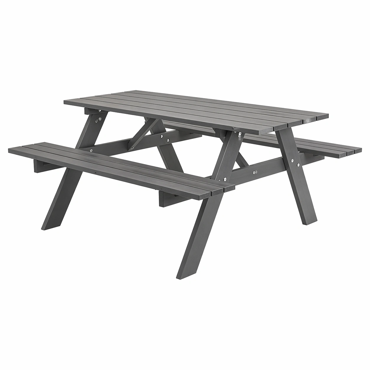 Gartentisch mit integrierten Baenken Massivholz Sitzgruppe fuer 6 Personen Stabil Outdoor-MERQIRA