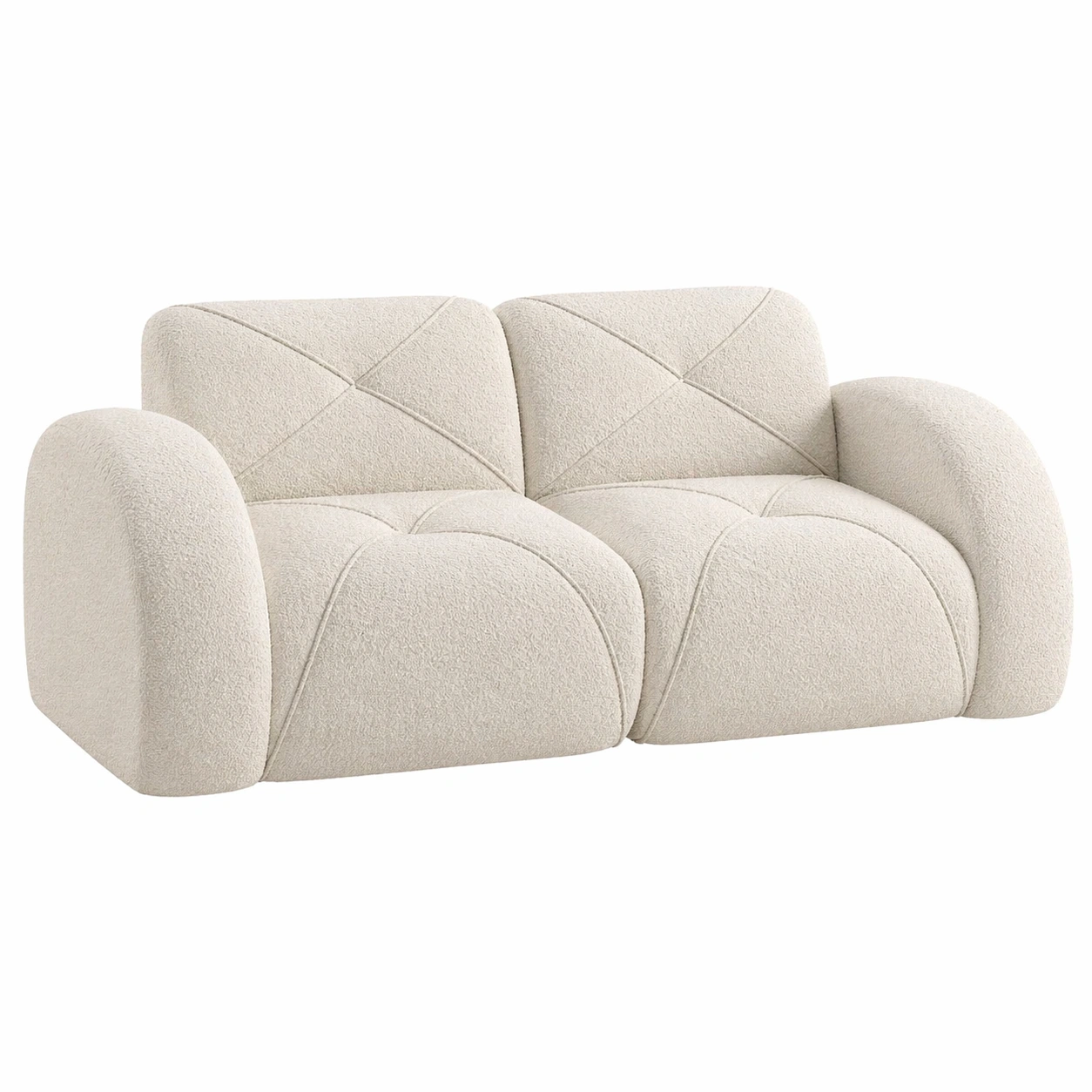 Modulares 2 Sitzer Sofa mit weicher Struktur, Tiefe Sitzflaeche, Gepolstertes Lounge Sofa, Modernes Design, Beige-MERQIRA