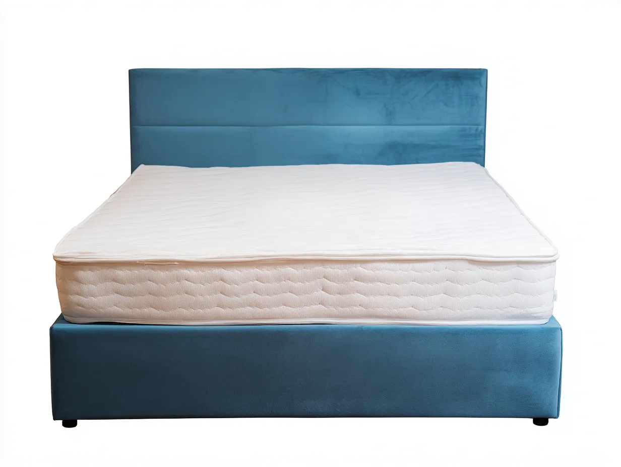 Lit double 200x160x100 cm en tissu - Bleu - Design moderne-Raridadecor