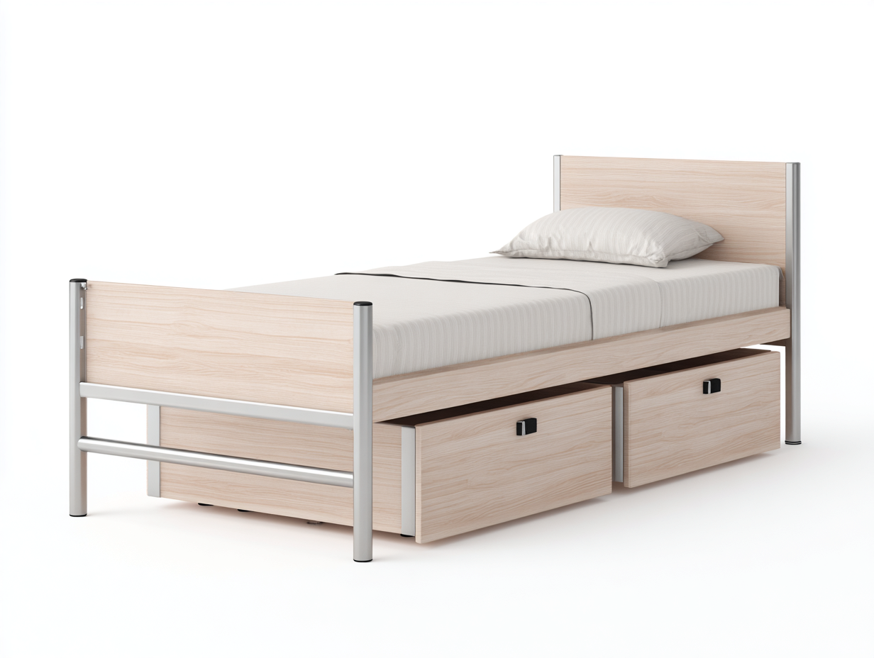 Lit simple 200x90x85 cm en bois et métal - Bois naturel - Style moderne-Raridadecor