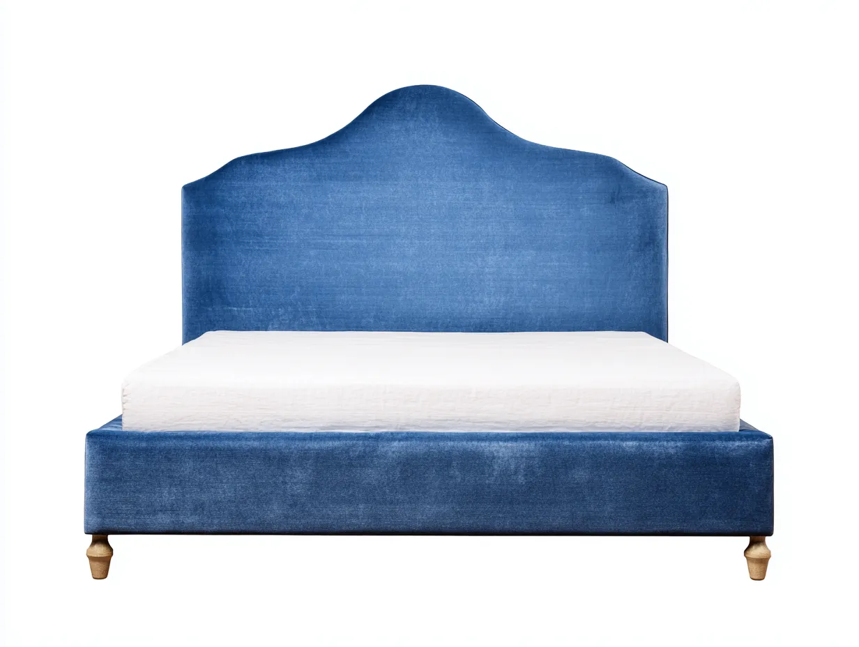 Lit double en tissu 210x170x120 cm bleu confort sommeil-Raridadecor