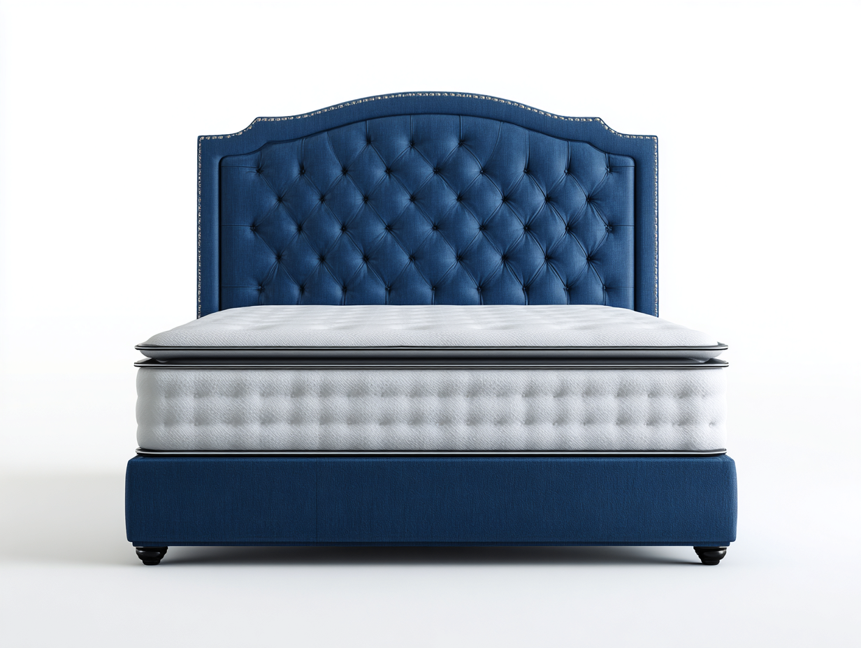 Lit double en tissu capitonné 210x165x120 cm - bleu - confort de chambre-Raridadecor