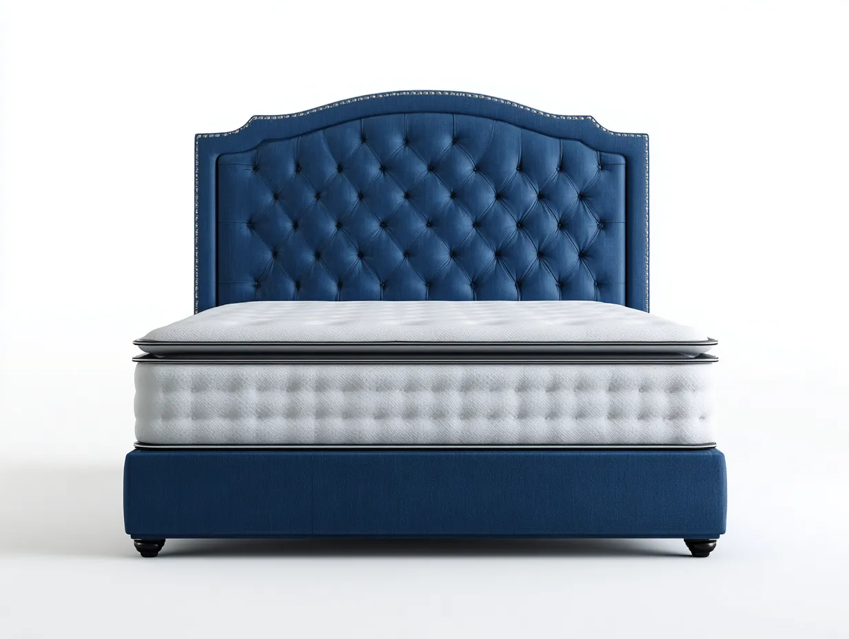 Lit double en tissu capitonné 210x165x120 cm - bleu - confort de chambre-Raridadecor