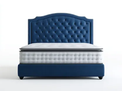 Lit double en tissu capitonné 210x165x120 cm - bleu - confort de chambre-Raridadecor