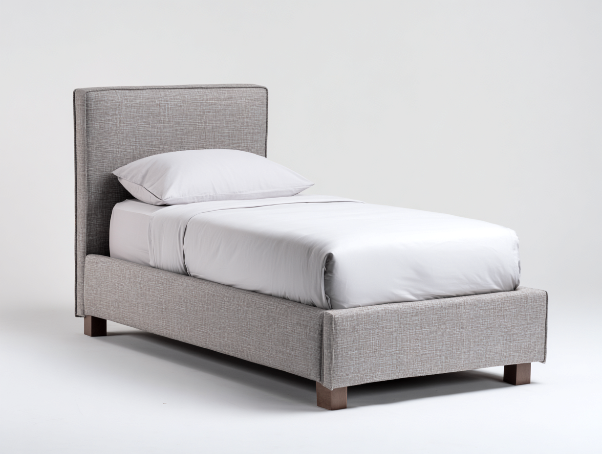 Lit simple 200x90x95 cm en tissu - Gris clair - Design moderne-Raridadecor