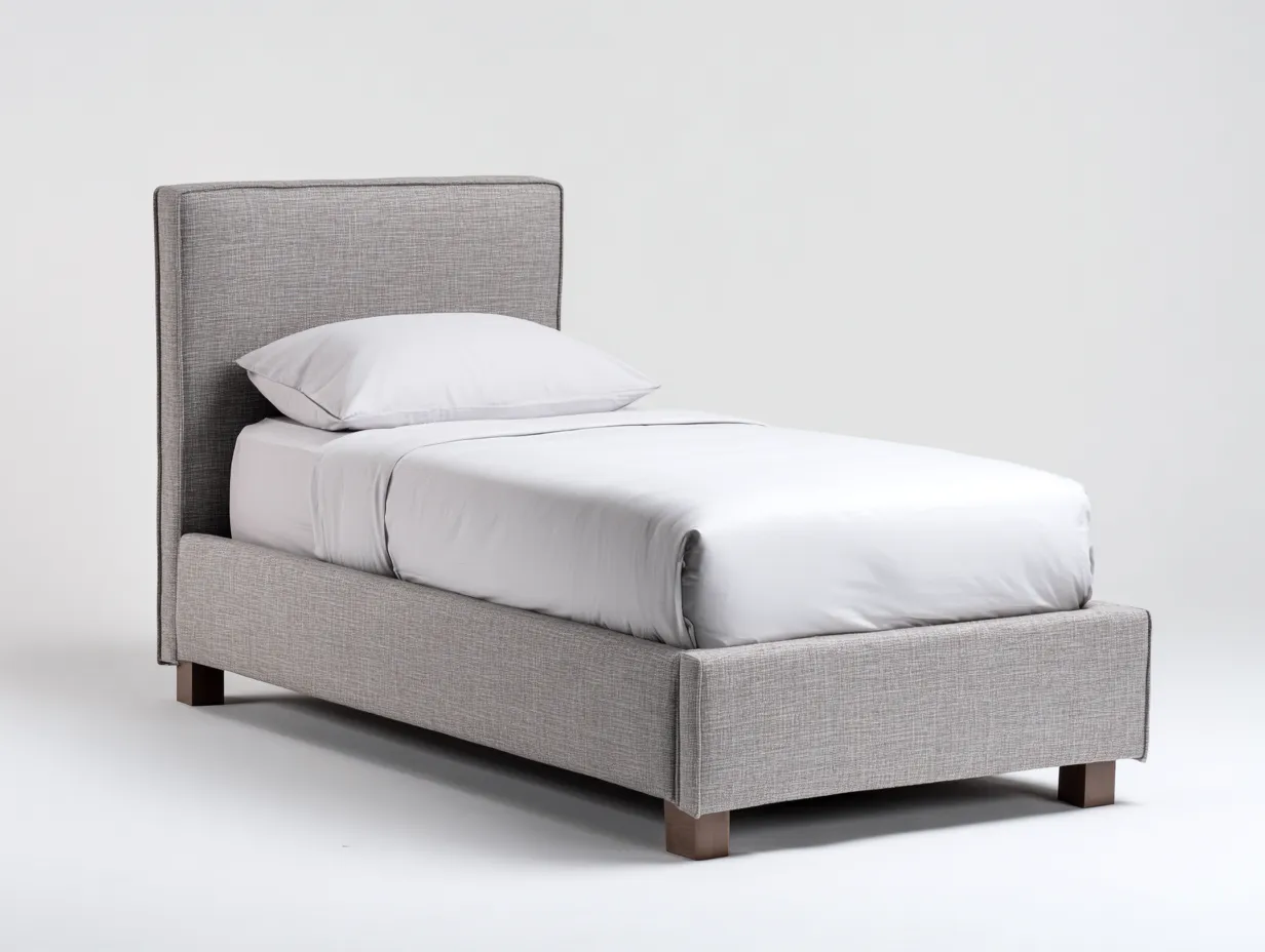 Lit simple 200x90x95 cm en tissu - Gris clair - Design moderne-Raridadecor