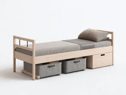 Lit simple en bois avec rangement 200x90x85 cm - Bois clair - Design fonctionnel pour chambre-Raridadecor