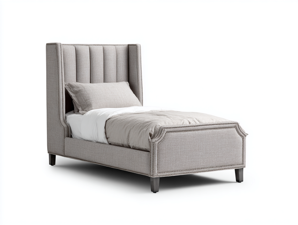 Lit simple capitonné en tissu 200x90x120 cm - gris - style élégant-Raridadecor