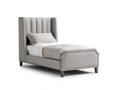 Lit simple capitonné en tissu 200x90x120 cm - gris - style élégant-Raridadecor