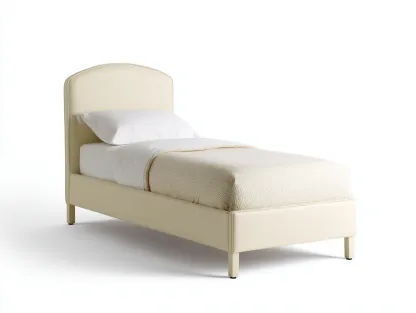 Lit simple en tissu rembourré 200x90x95 cm - Beige - Style élégant pour chambre-Raridadecor