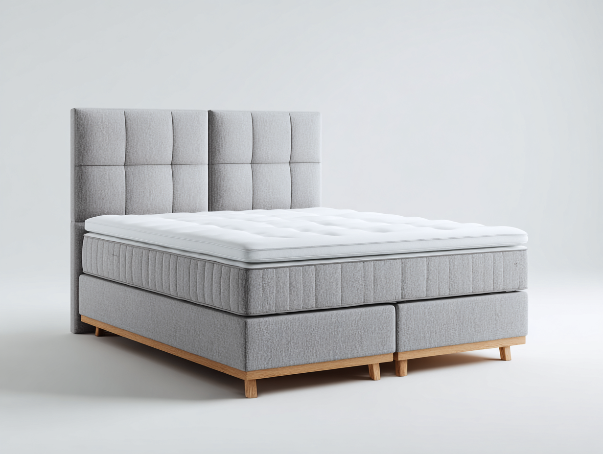 Lit double en tissu rembourré 215x170x115 cm - gris clair - confort de chambre-Raridadecor