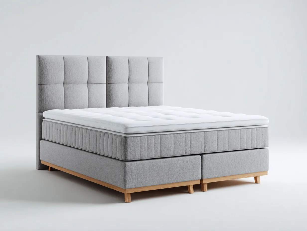 Lit double en tissu rembourré 215x170x115 cm - gris clair - confort de chambre-Raridadecor