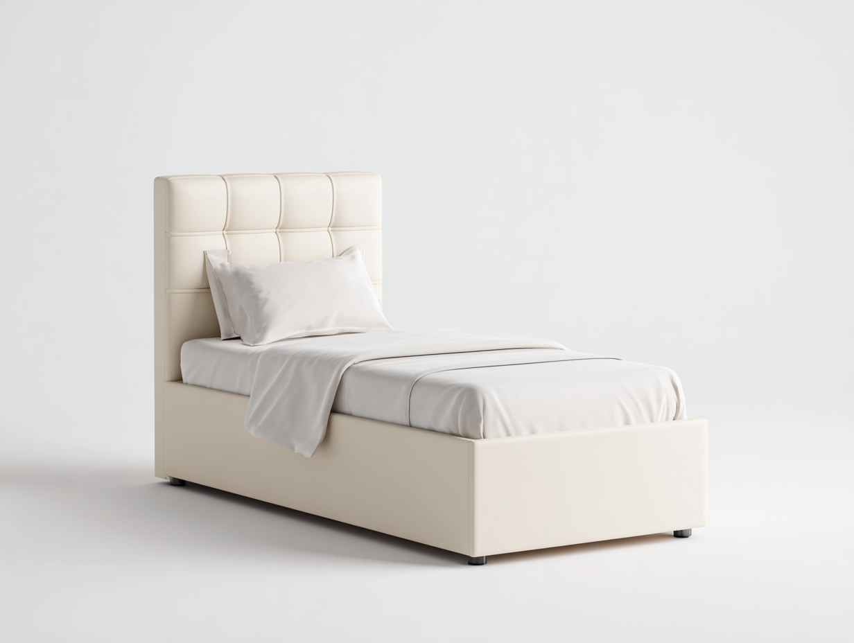 Lit simple en tissu rembourré 205x95x105 cm - beige - confort de chambre-Raridadecor